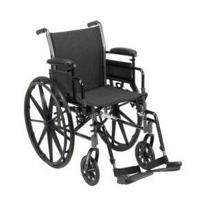 McKesson Lightweight Manual Wheelchair with Elevating Leg Rests - 20-Inch Seat Width, Black Upholstery, 300 lbs Capacity