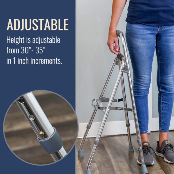 DMI Hemi Aluminum Frame Side Step Folding Walker - Supports Up to 250 lbs, Adjustable Height 30 to 35 Inches - Image 10
