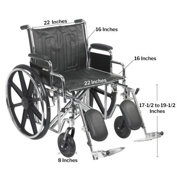 McKesson Bariatric Wheelchair with Dual Axle, 22-Inch Seat Width, and Elevating Leg Rests - Image 5