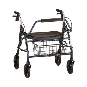 Mighty Mack 4-Wheel Heavy Duty Rollator by BrandName, Part 4216BL - Adjustable Height, Wide Seat, Folding Aluminum Frame