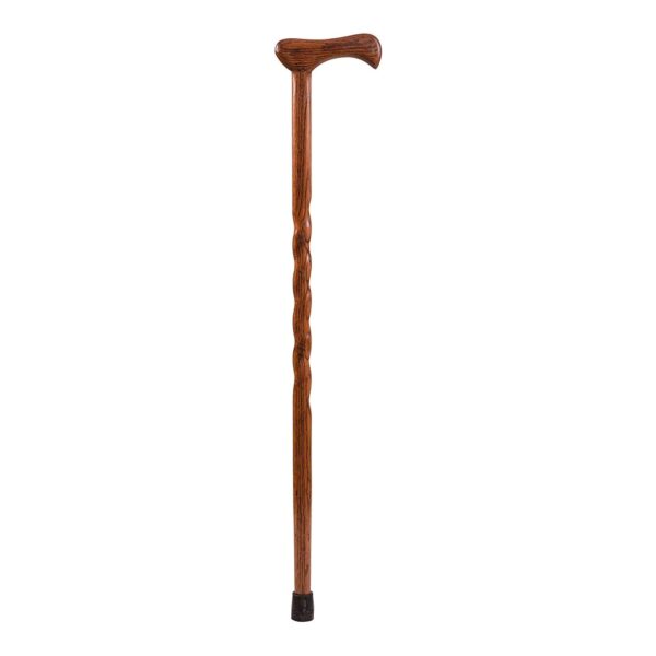 Brazos Twisted Wood 37-Inch Red Oak T-Handle Cane with Slip-Resistant Tip - Image 2