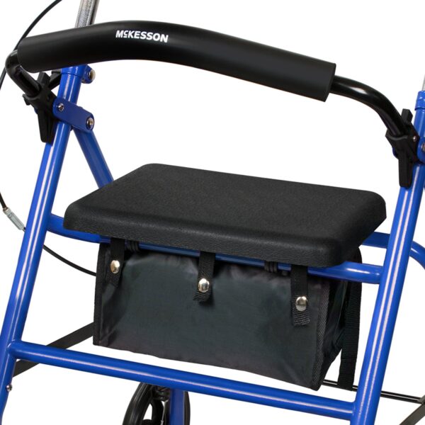 McKesson 4 Wheel Rollator with Adjustable Height and Folding Steel Frame * Blue - Image 2