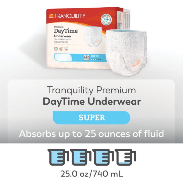 Tranquility Premium DayTime Unisex Adult Absorbent Underwear with Tear Away Seams * Medium Heavy Absorbency, Kufguards, Air-Plus Technology - Image 2
