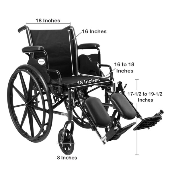 McKesson Dual Axle Lightweight Wheelchair with Elevating Legrests and 18-Inch Seat Width - Image 3