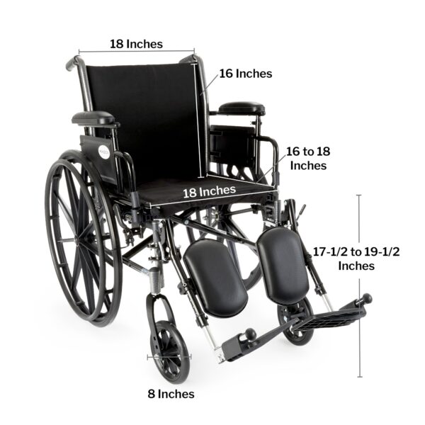 McKesson Lightweight Wheelchair with Elevating Leg Rests * 18-Inch Seat, 300 lb Capacity, Part #146-K318ADDA-ELR - Image 2