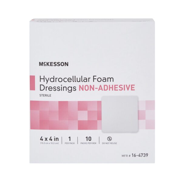 McKesson Nonadhesive Foam Dressing 4 x 4 Inch * Sterile Hydrophilic Foam Pad for Medium to Heavy Wound Management - Image 2