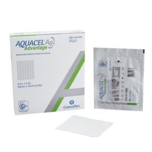 Aquacel? Ag Advantage Silver Hydrofiber Dressing 4 x 5 Inch Rectangle, Sterile - Pack of 10