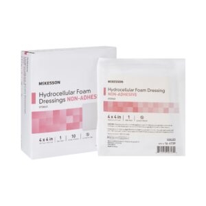McKesson Nonadhesive Foam Dressing 4 x 4 Inch * Sterile Hydrophilic Foam Pad for Medium to Heavy Wound Management