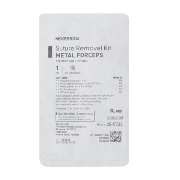 McKesson Suture Removal Kit with Metal Forceps - Sterile, Single Use, 50 Kits Per Case - Image 2