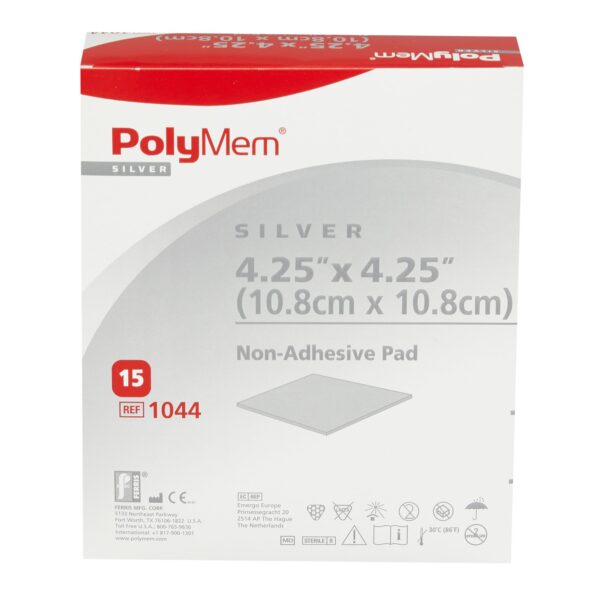 PolyMem Silver Silver Foam Dressing 4-1/4 x 4-1/4 Inch Square, Sterile, 15 Count - Image 2