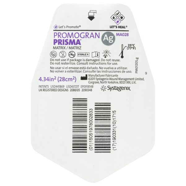 3MTM Promogran PrismaTM Matrix Silver Collagen Dressing 4-3/10 Inch Hexagon Sterile - Image 3