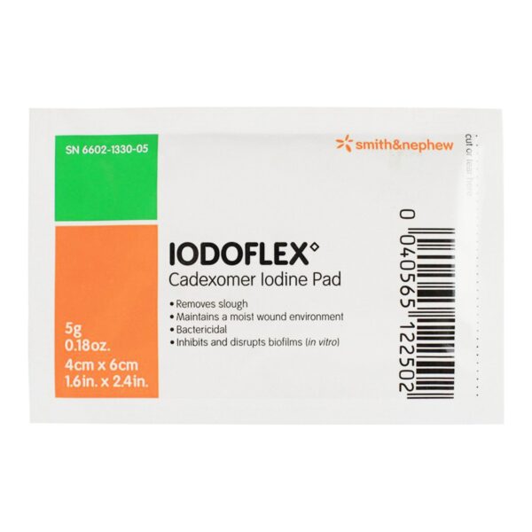 IodoflexTM Pad Iodophor Impregnated Dressing - Sterile Rectangular Wound Care Gauze, 1-1/2 x 2-3/8 Inch (5 Pack) - Image 3