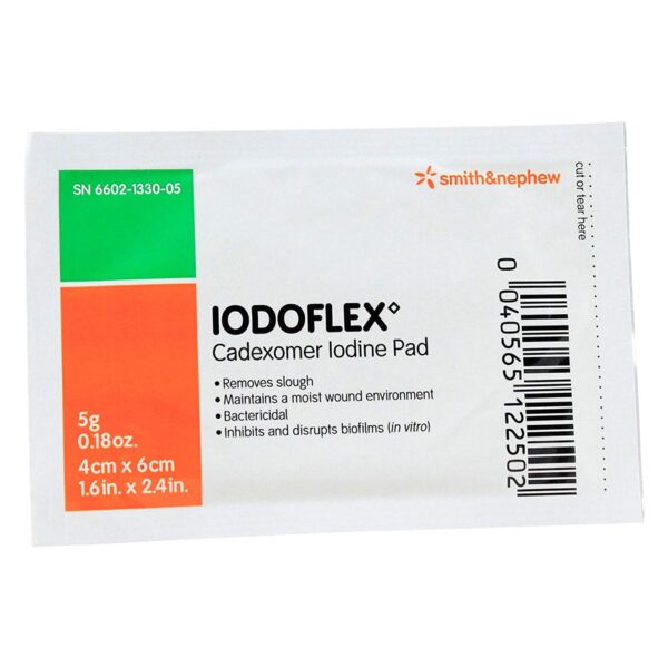 IodoflexTM Pad Iodophor Impregnated Dressing - Sterile Rectangular Wound Care Gauze, 1-1/2 x 2-3/8 Inch (5 Pack) - Image 4