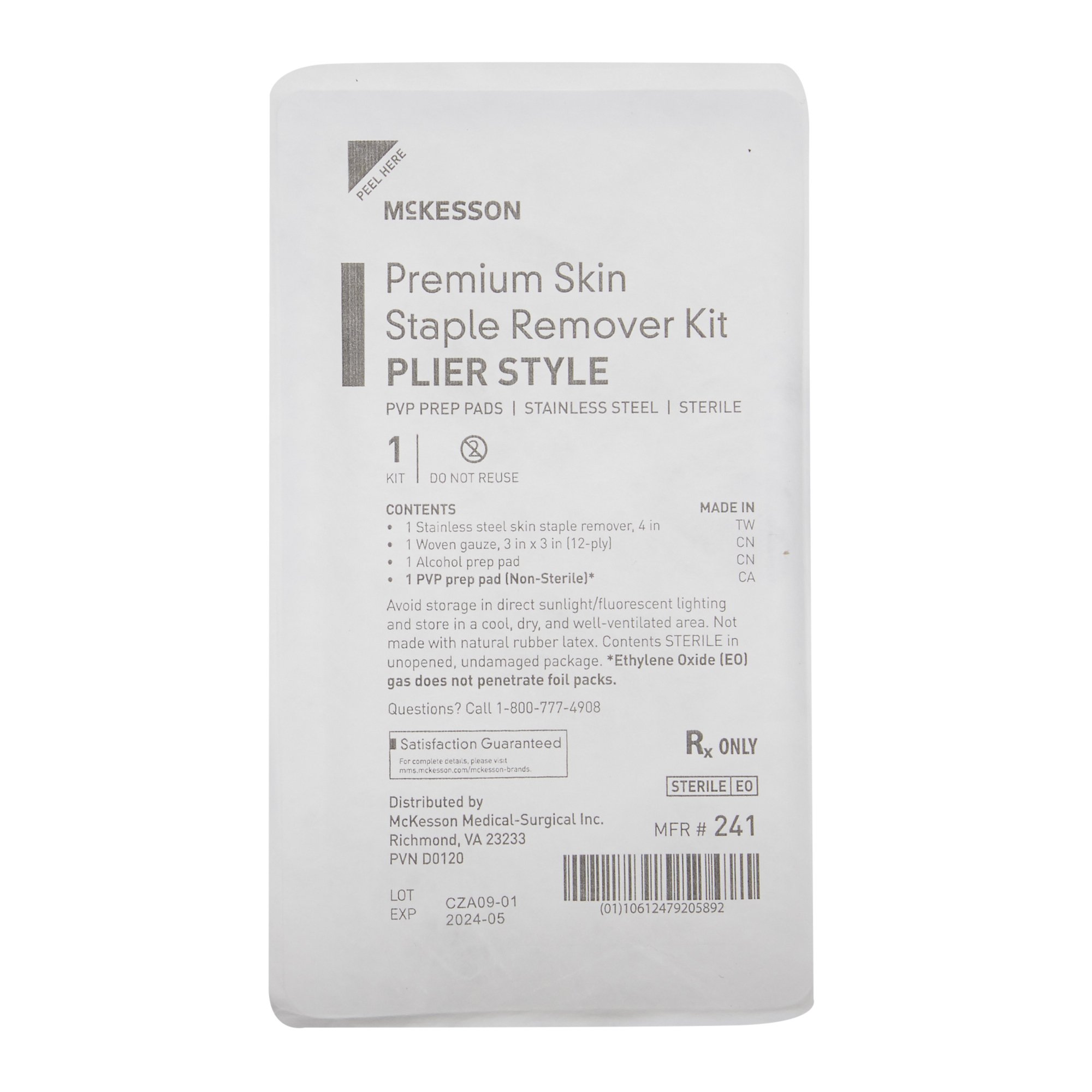 McKesson Skin Staple Removal Kit - Sterile, Single Use with Stainless Steel Staple Remover and Supplies