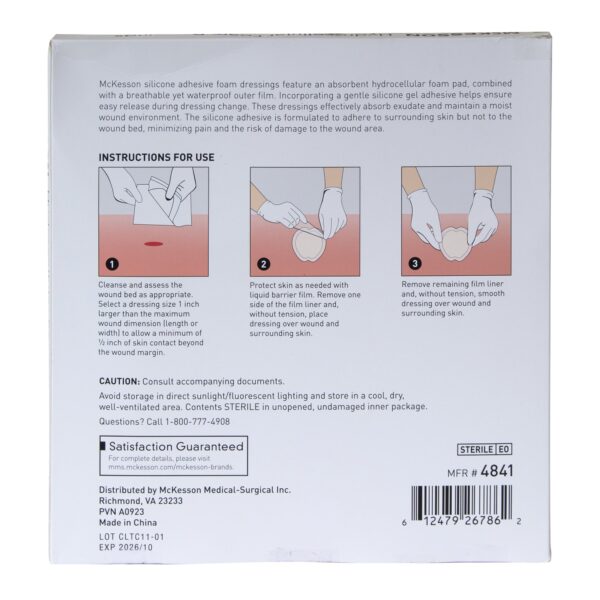 McKesson Hydrocellular Foam Dressing with Border Silicone Adhesive - Sacral, 9 x 9 Inches - Image 5