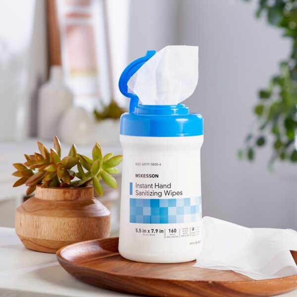 McKesson Instant Hand Sanitizing Wipes – 160 Count, Scented, 65.9% Ethyl Alcohol, Canister | Personal Hand Hygiene Solution - Image 4