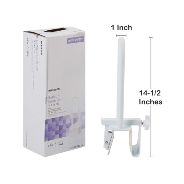 McKesson Bathtub Grab Bar with Clamp Mount, 14.5-Inch White Steel Safety Bar - Image 4