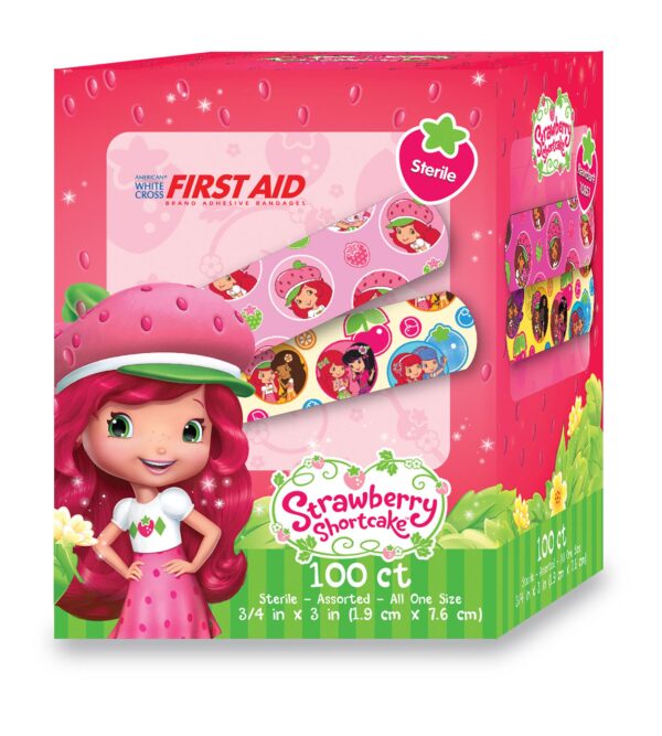 American White Cross Stat Strip Strawberry Shortcake Kid's Adhesive Bandages - 3/4 x 3 Inches - Image 3