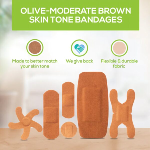 TruColour Olive Adhesive Bandages Assorted Shapes and Sizes - Waterproof Fabric Wound Care - Image 5