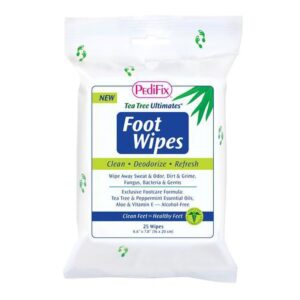 PediFix® Tea Tree Ultimates Foot Wipes - 6.6 x 7.8 Inch, 25 Pack - Gentle Odor Neutralizing Foot Hygiene