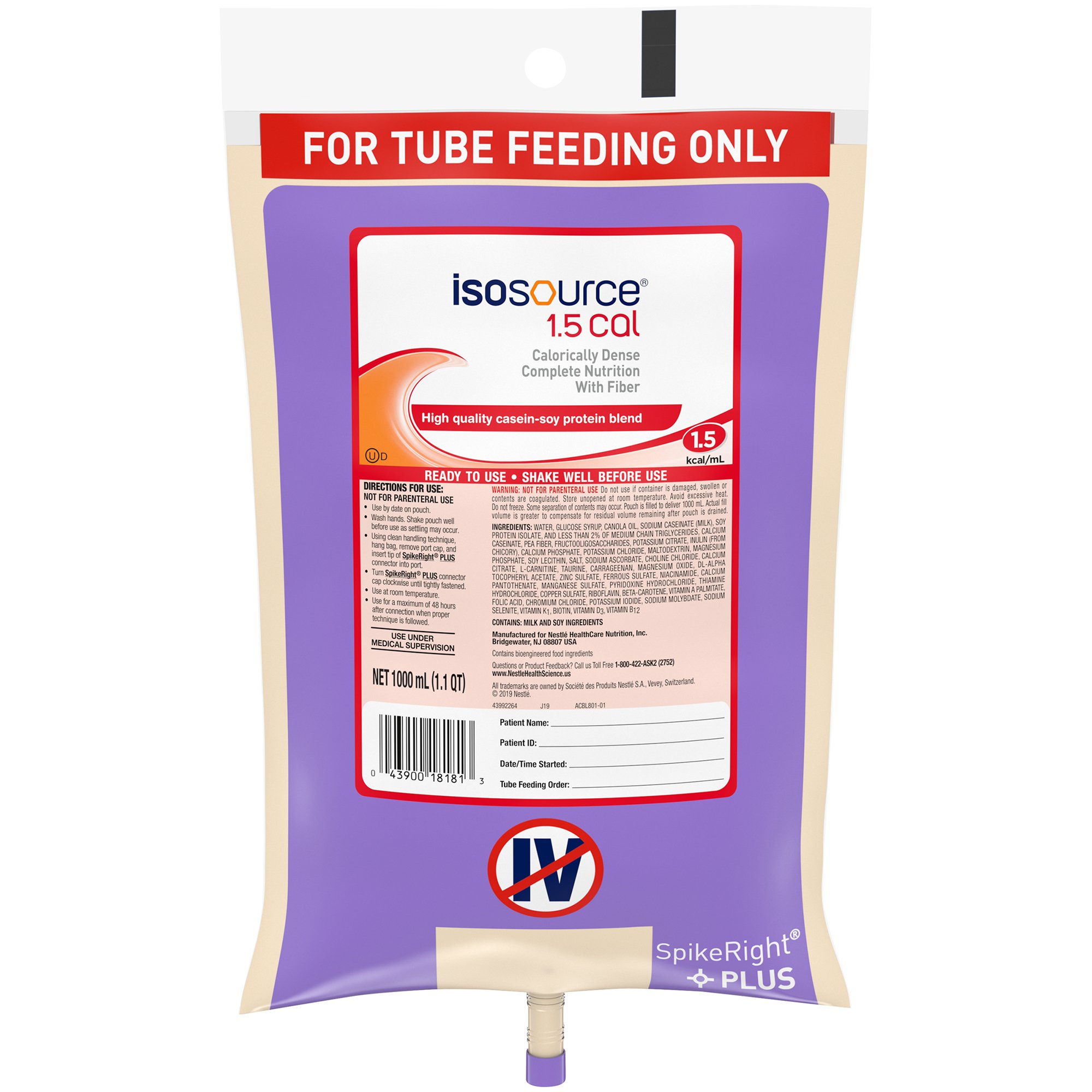 Isosource? 1.5 Cal Tube Feeding Formula * 33.8 oz Ready-to-Hang Container by Nestle