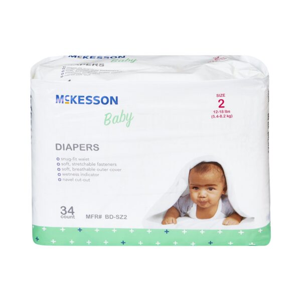 McKesson Size 2 Baby Diapers * Heavy Absorbency, Unisex, 12-18 lbs, Refastenable Tabs - Image 7