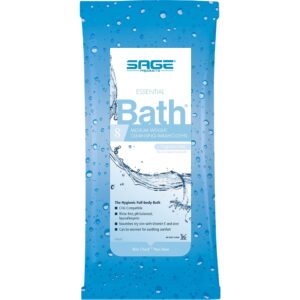 Essential Bath Medium Weight Rinse-Free Bath Wipes by Sage Products - Unscented, 8 Pack