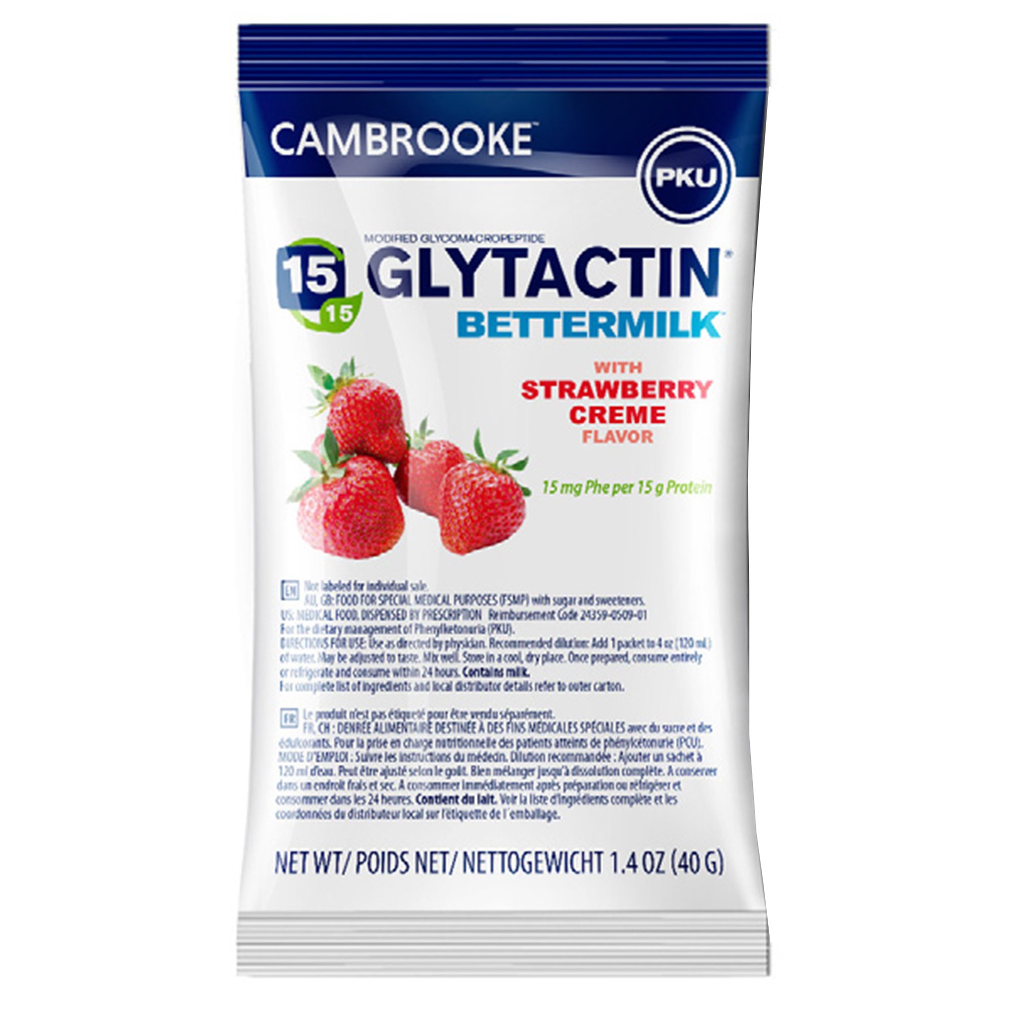 Glytactin BetterMilk PKU Oral Supplement Powder 1.4 oz - Strawberry Cream Flavor
