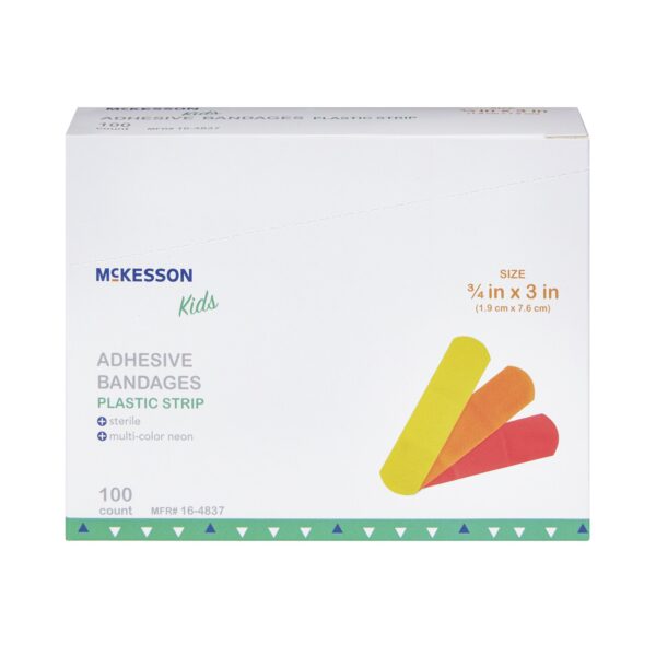 McKesson Kids* Neon Adhesive Bandage 3/4 x 3 Inches - Sterile Nonstick Plastic Wound Cover - Image 4