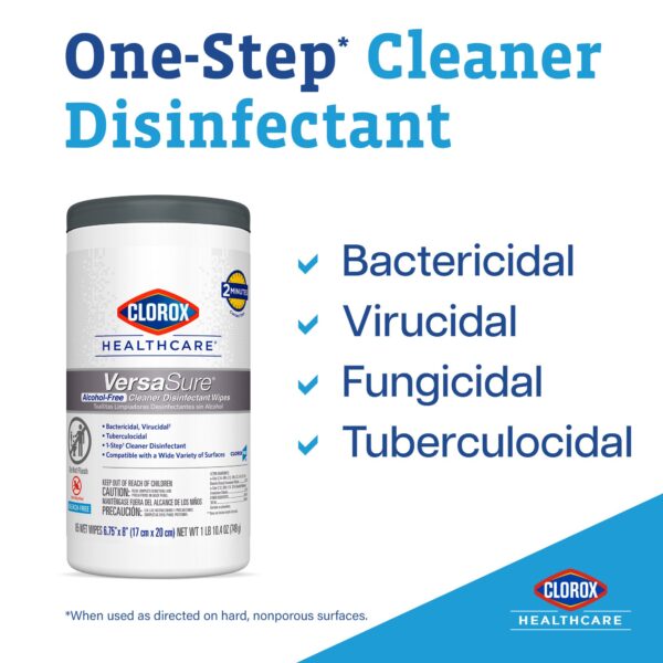 Clorox Healthcare VersaSure Cleaner Disinfectant Wipes, 110 Count – Alcohol-Free Surface Disinfectant for Healthcare Settings - Image 7