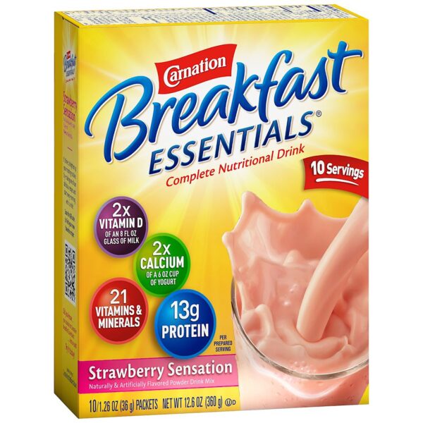 Carnation Breakfast Essentials Strawberry Nutritional Drink by Nestle, 1.26 oz Individual Pack - Image 5