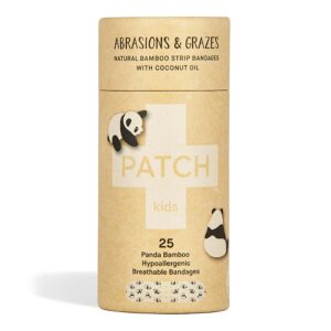 Patch* Kids Panda Design Adhesive Bandages with Coconut Oil, 3/4 x 3 Inches