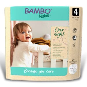 Bambo? Nature Size 4 Overnight Baby Diapers * Heavy Absorbency with Breathable Backing and Refastenable Tabs