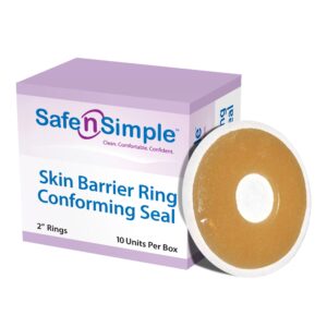 Safe n Simple Adhesive Barrier Ring for Ostomy Pouches - 2-inch Diameter, Medium Adhesive Tacking, Highly Absorbent, Stable During Hydration