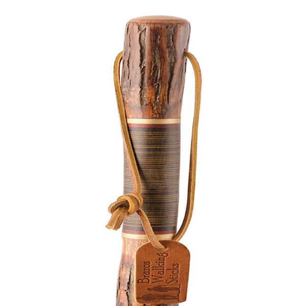 Brazos* Exotic Leather Safari Hickory Rustic Walking Stick, 58-Inch - Image 3