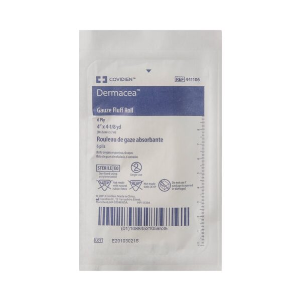 Dermacea* Sterile Fluff Bandage Roll, 4 Inch x 4-1/8 Yard, 6-Ply - Image 2