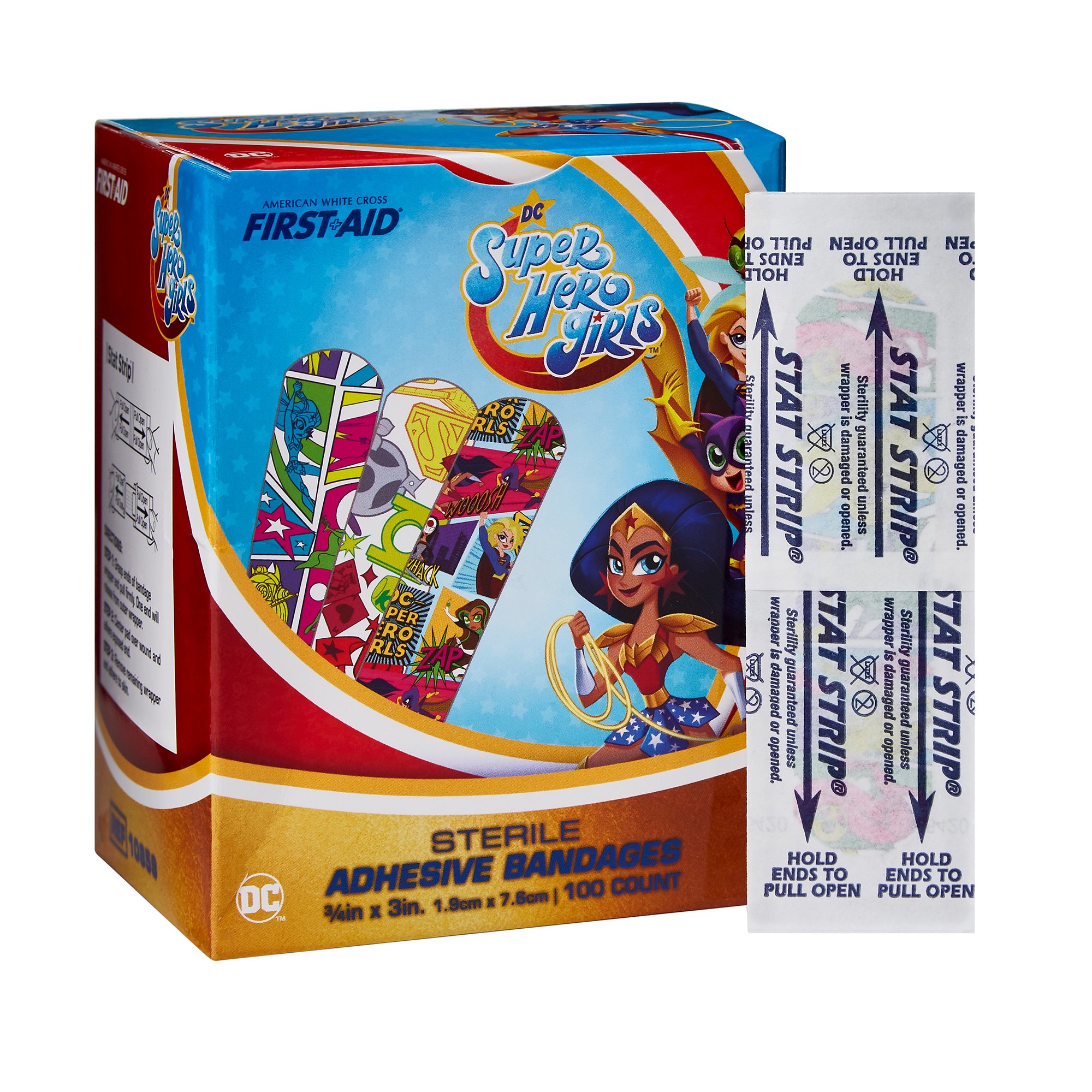 American White Cross First Aid DC Super Hero Girls Kid Design Adhesive Bandages (Part No. 10859)