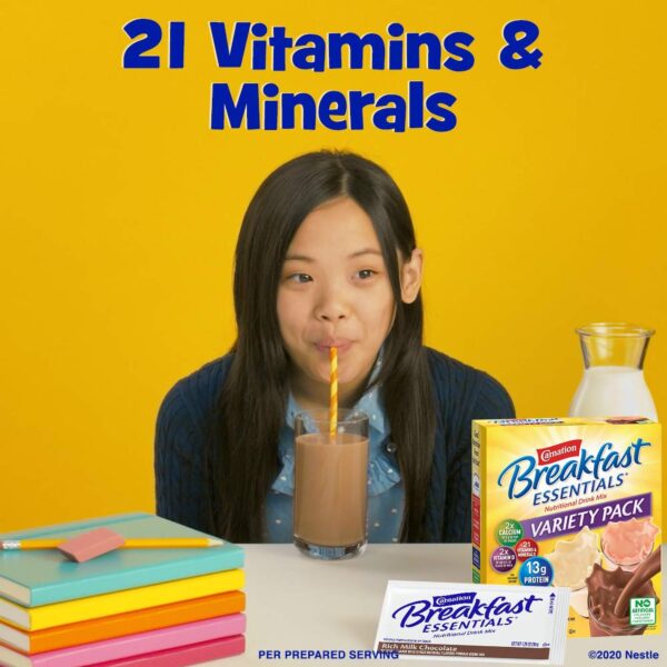 Carnation Breakfast Essentials Variety Pack by Nestle * Nutritional Drink with 13g Protein and 220 Calories per Packet - Image 3