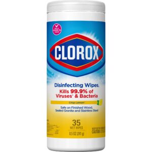 Clorox® Disinfecting Wipes, Lemon Scent, 35 Count – All Purpose Surface Disinfectant for Home and Commercial Use