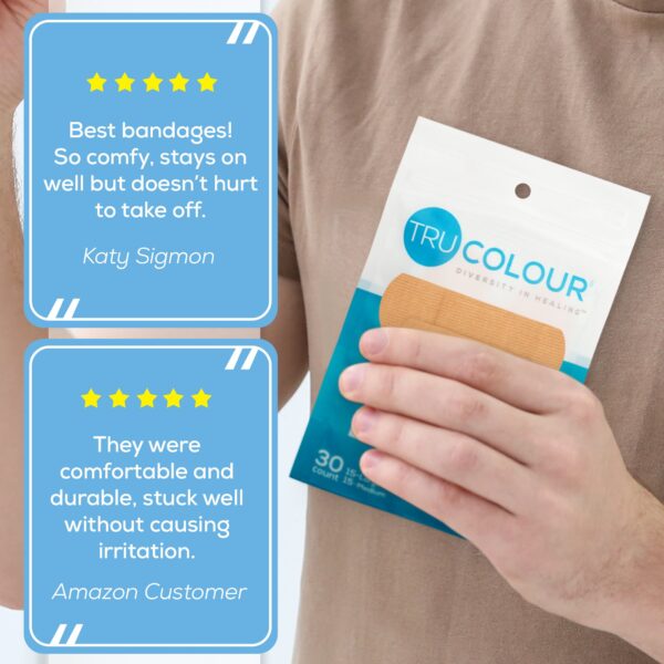 Tru-Colour Skin Tone Adhesive Bandages for Fair Skin Tones, Waterproof, 1 x 3 Inch, 30 Pack - Image 7