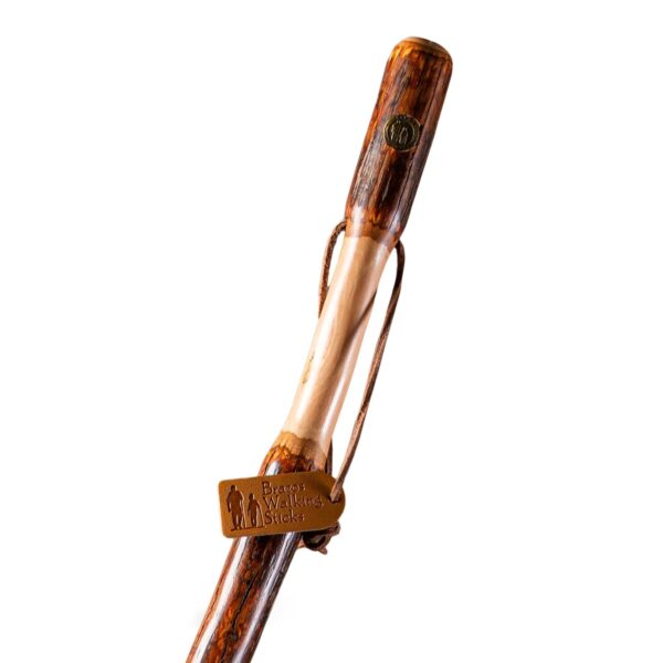 Brazos* Twisted Hickory Rustic Walking Stick, 41-Inch * Durable Hiking Cane with Wood Handle and 250 lb Capacity - Image 2
