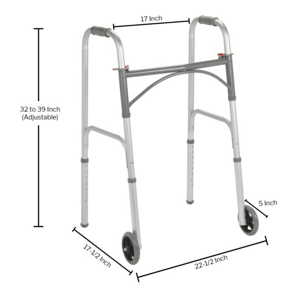 McKesson Steel Walker with 5-Inch Wheels * Adjustable Height, 350 lb Capacity - Image 2