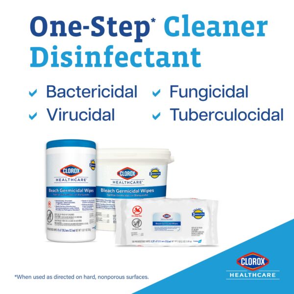 Clorox Healthcare Bleach Germicidal Wipes Canister – 150 Count - Image 6