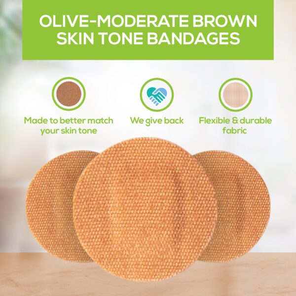 Tru-Colour Olive Adhesive Spot Bandages - Waterproof Fabric Wound Care (50 Pack) - Image 6