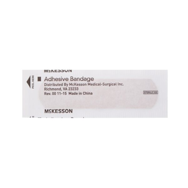McKesson Adhesive Bandage with Plastic Patch, 3/4 x 3 Inches, Sterile, Tan - Image 3