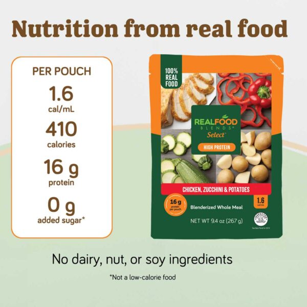 Real Food Blends Select Chicken Zucchini Potato Enteral Tube Feeding Formula - 9.4 oz Pouch - Image 3