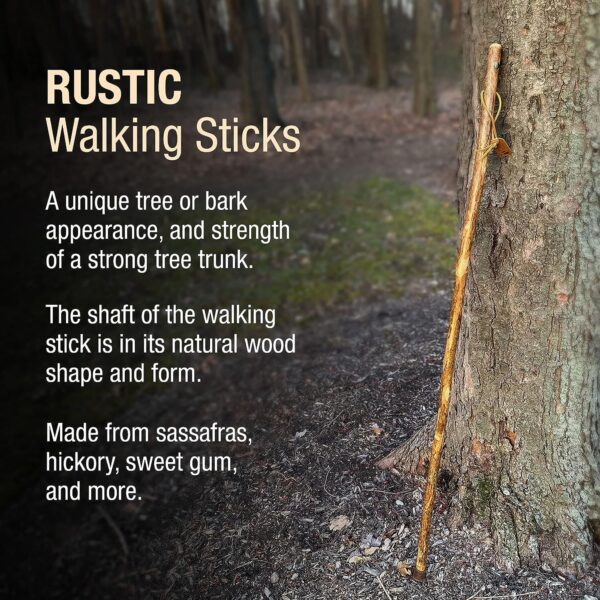 Brazos* Assorted Hardwood Rustic Walking Stick - 41 Inch American Hardwood Cane with Leather Loop and Rubber Ferrule - Image 8