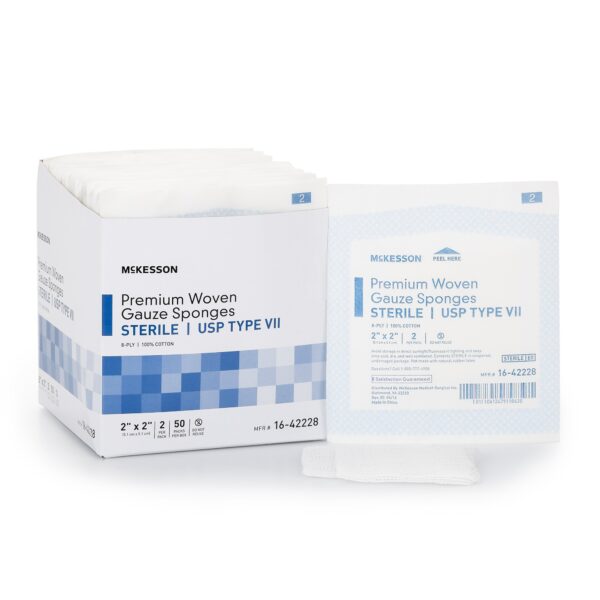McKesson Sterile USP Type VII Gauze Sponge, 2 x 2 Inch, 8-Ply - Pack of 50 - Image 3