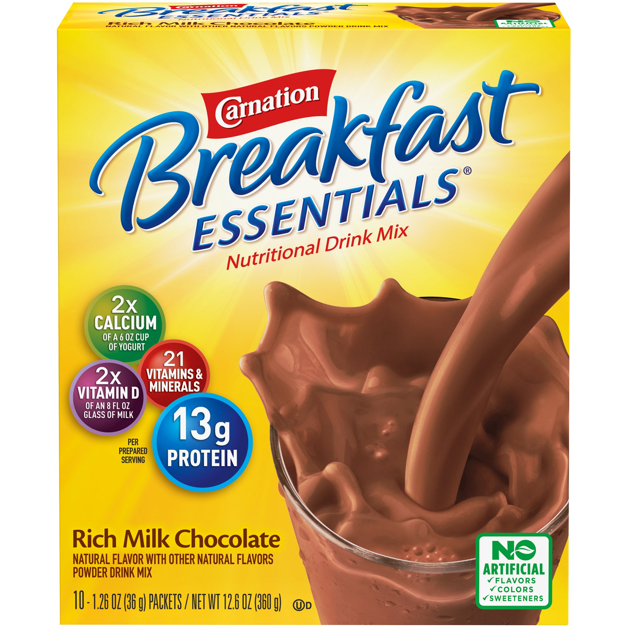 Carnation Breakfast Essentials? Chocolate Nutritional Drink by Nestle - Protein & Vitamin-Rich Powder for Kids and Adults