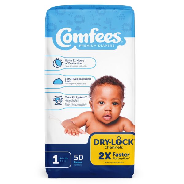 Comfees Size 1 Baby Diapers with Total Fit System and Refastenable Tabs by Comfees - 50 Pack - Image 2